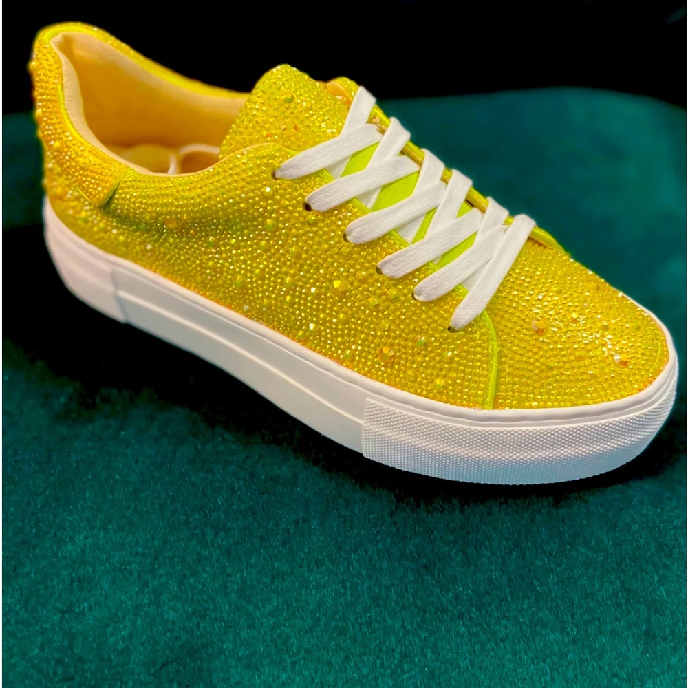 Betsey Johnson Yellow Rhinestone Sneakers